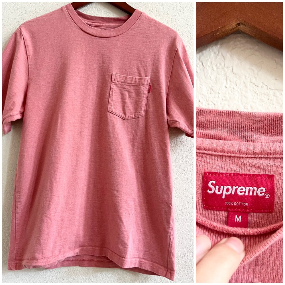 Supreme Men's Pink Thick Knit Cotton Pink Tee Shirt Size M
